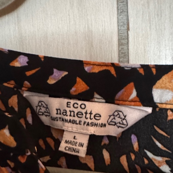🖤🦁🟣🍦Nanette Black and Orange Abstract Blouse - Picture 2 of 10